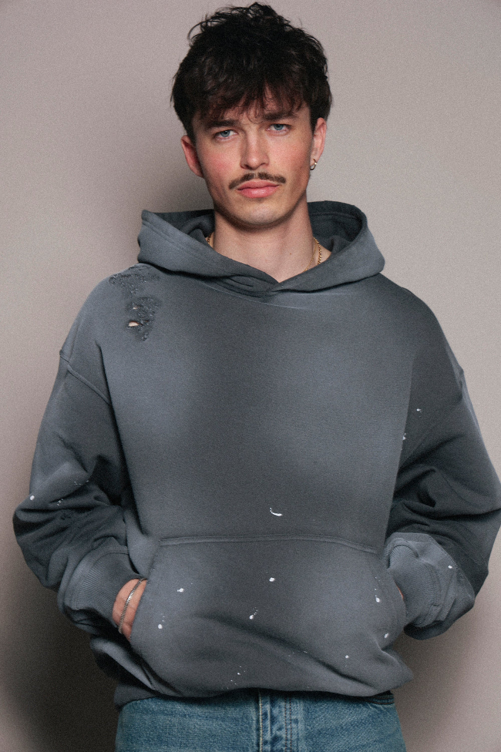 Grey RIPPED hoodie